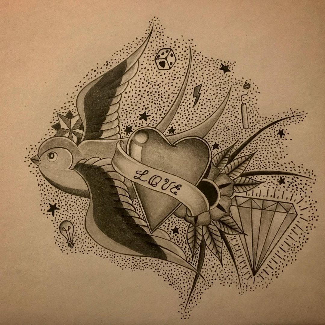 Old school tattoo sketch