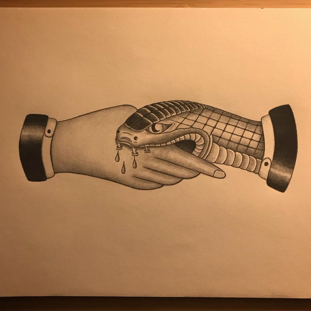 Old school snake tattoo draw 🐍🤝