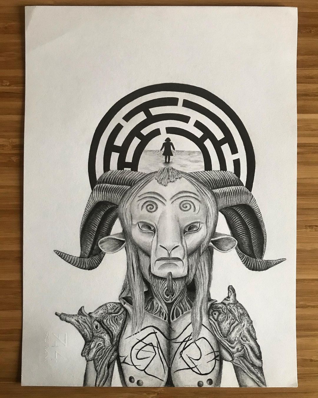 Horned faun with a labyrinth 🌀🐐