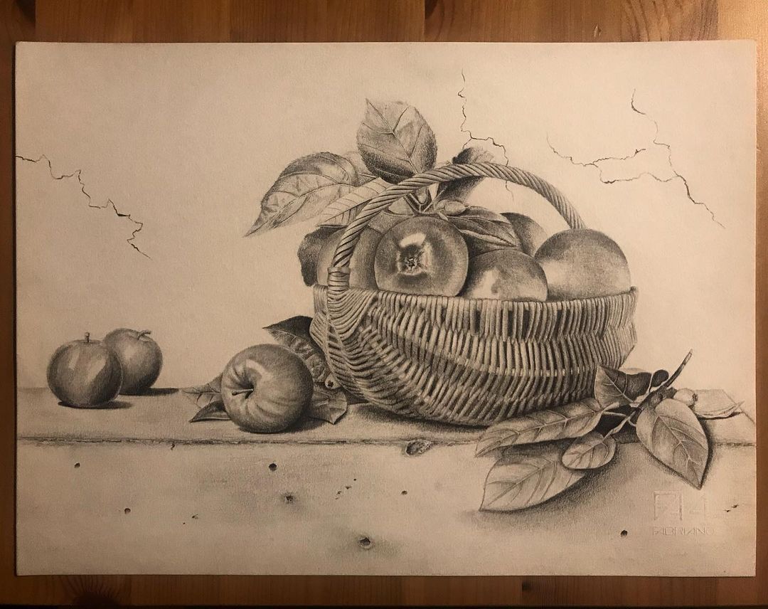 Still life: a basket of apples 🍎