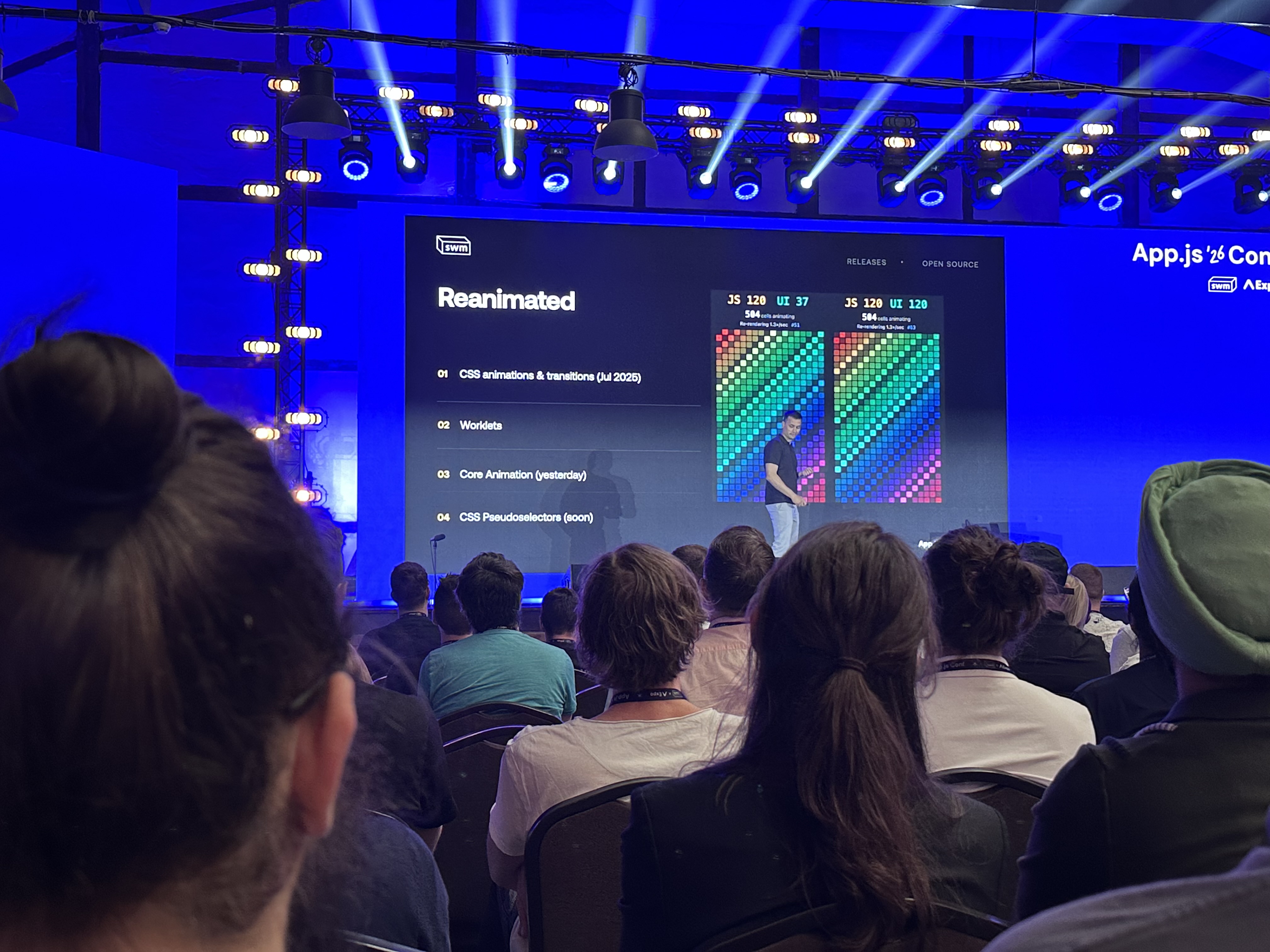 Reanimated: CSS animations, Worklets, Core Animation, and CSS pseudoselectors Reanimated update on stage at App.js Conf 2026